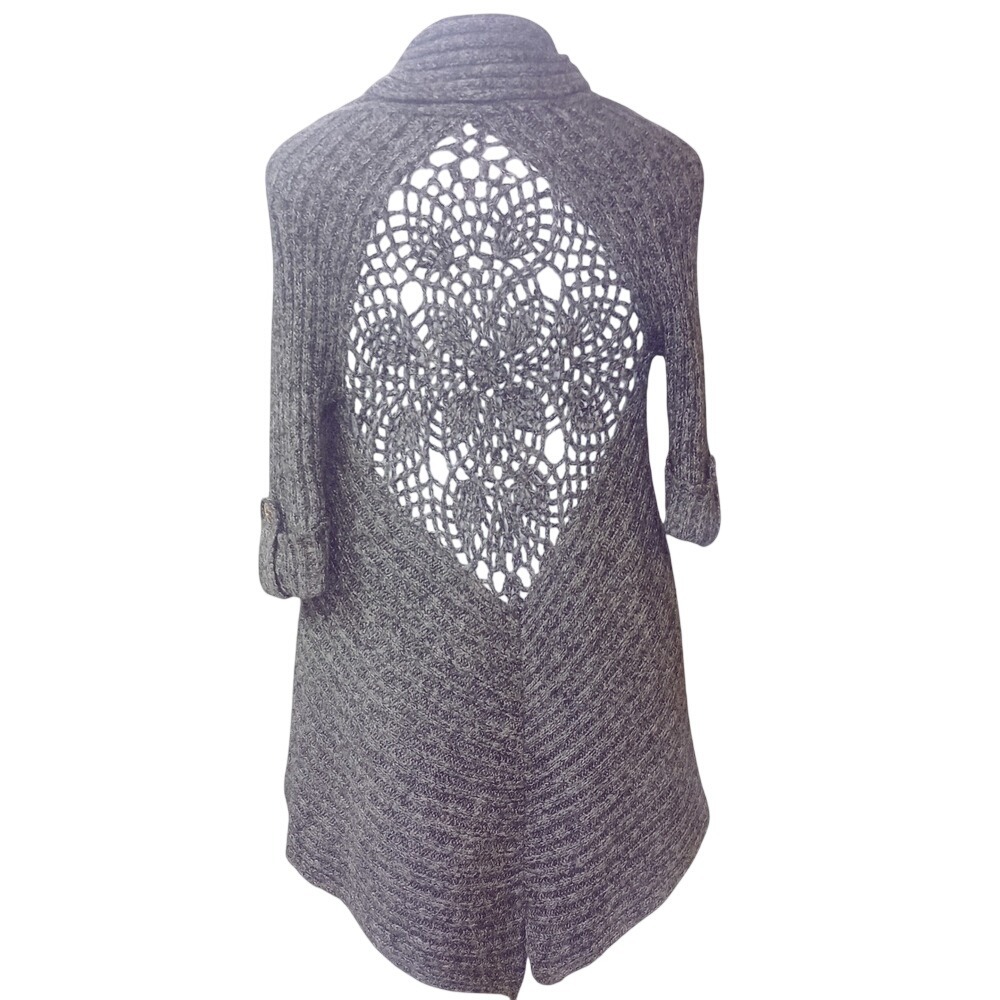 BCBGMAXAZRIA Knit Open Front Crochet Back Cardigan‎ Sweater SKUW629